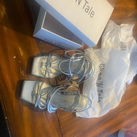 Brand New Silver Strappy Sandals - Picture 2 of 7